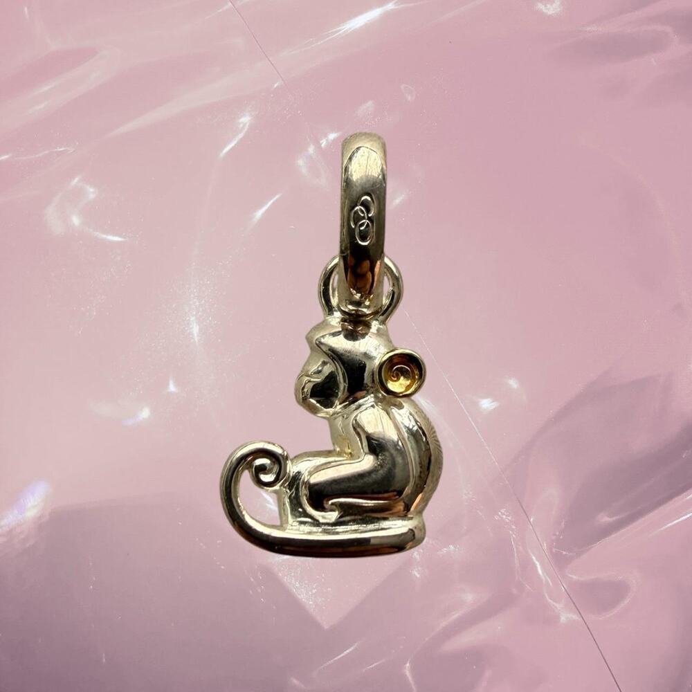 Y2K 925 Sterling Silver Monkey with gold ears lucky animal Charm Links of London